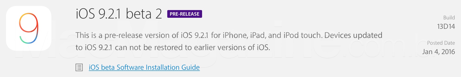 iOS 9.2.1 بيتا 2