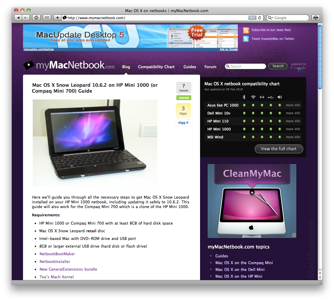 myMacNetbook.com هو موقع جديد يركز على أولئك الذين يرغبون في عمل Hackintosh على أجهزة الكمبيوتر المحمولة