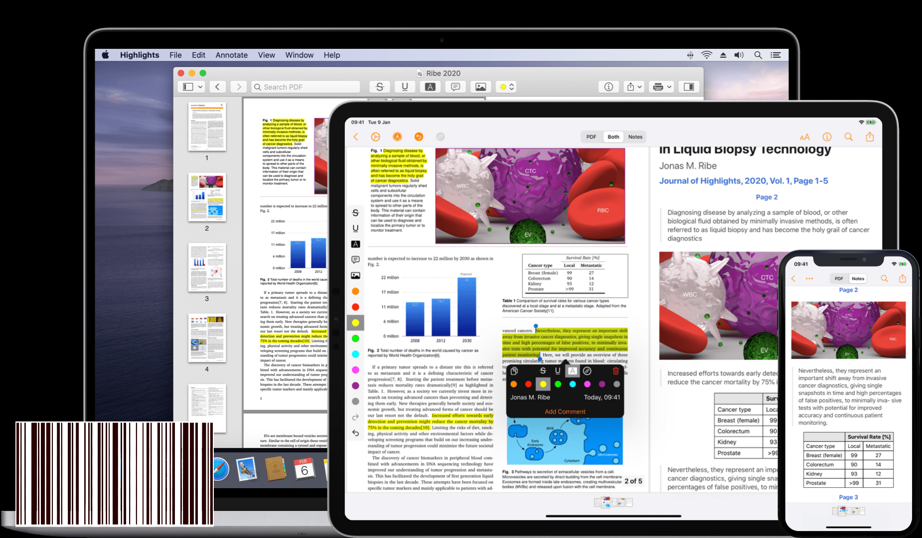 Leitor de PDF Highlights para macOS e iOS