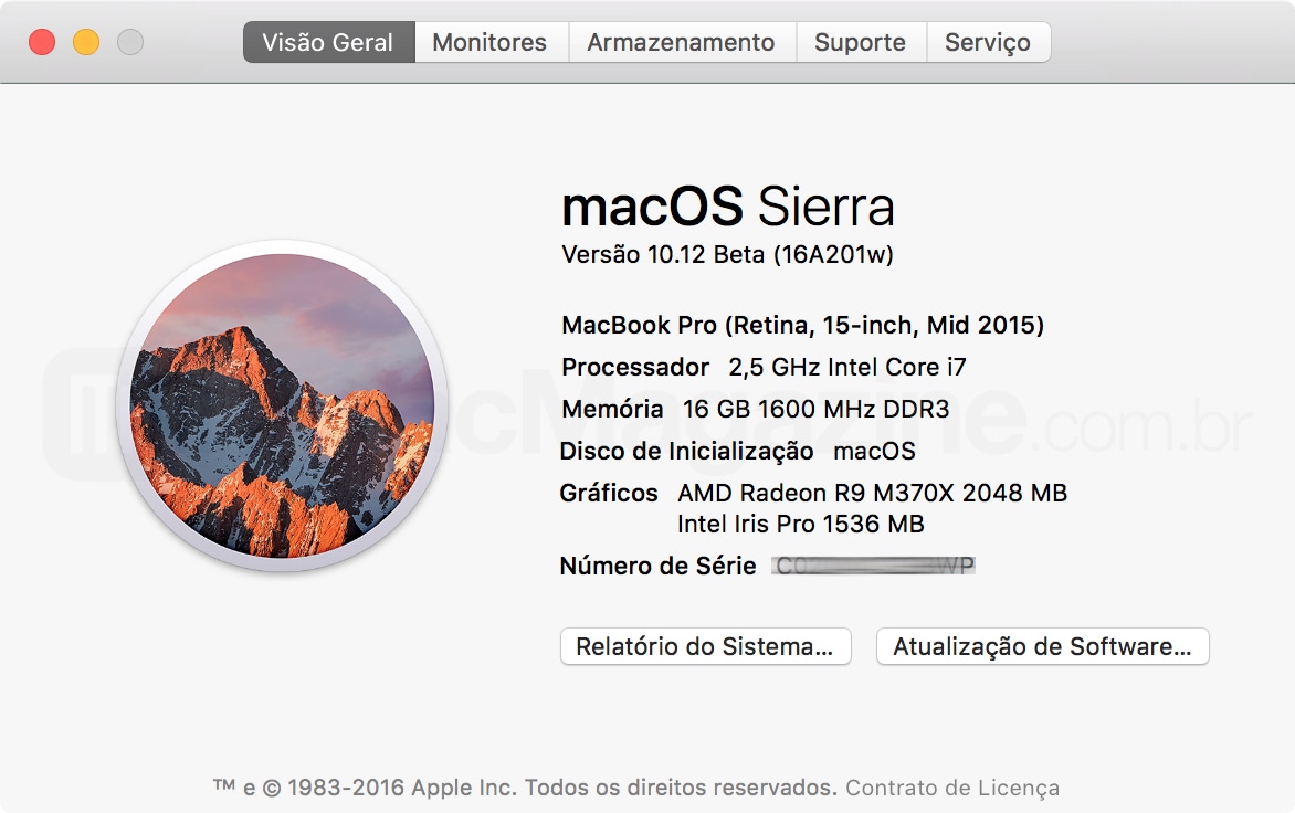 لقطة شاشة لنظام التشغيل MacOS Sierra