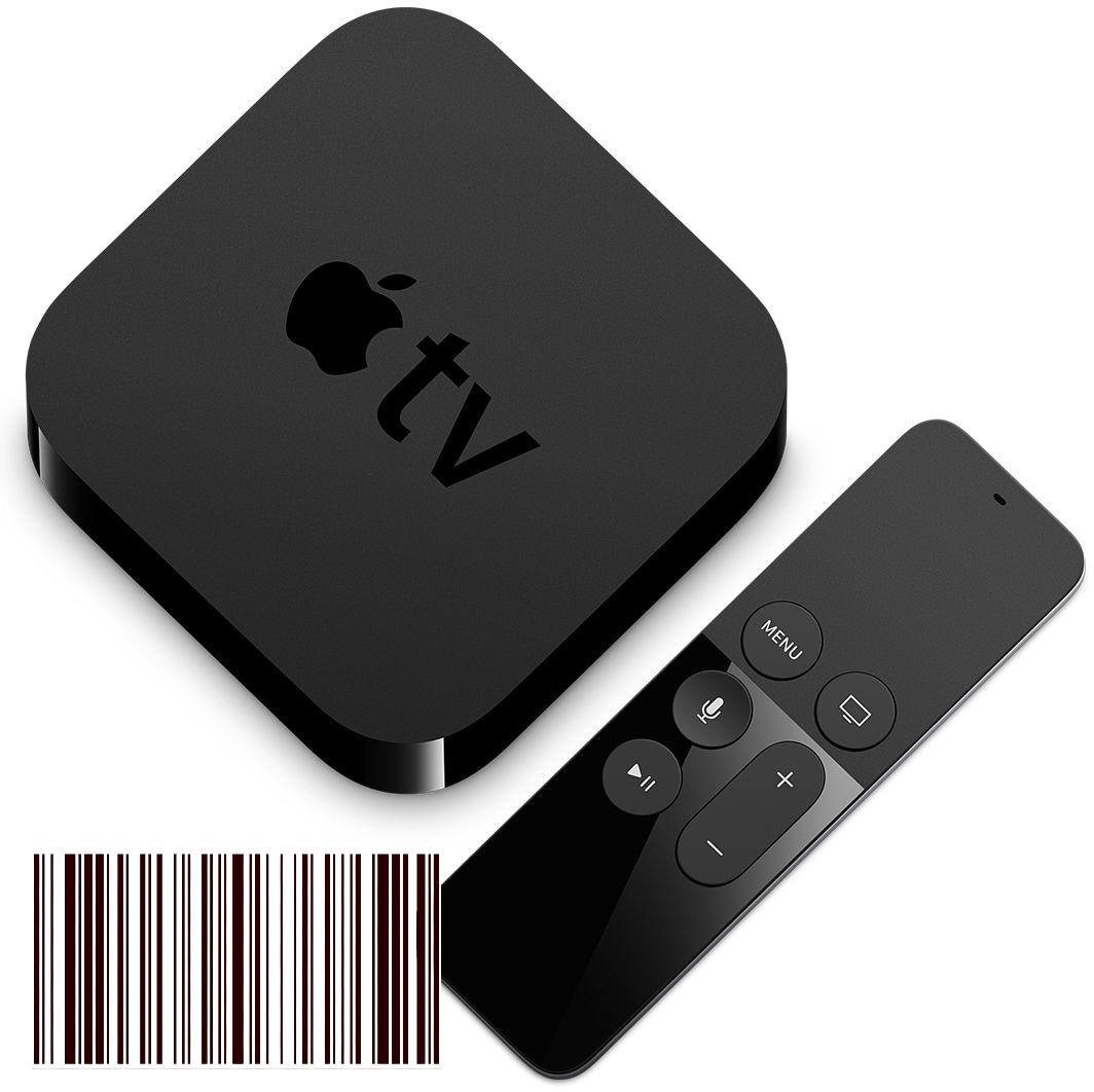 يتم عرض Apple TV و Siri Remote من الأعلى قطريًا