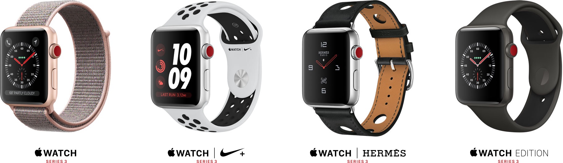 طرازات Apple Watch Series 3 (GPS + Cellular)