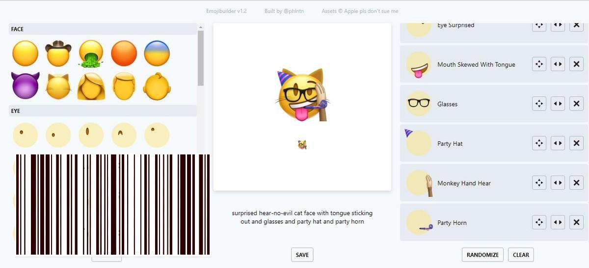 Emoji Builder: تتيح لك الأداة إنشاء وجوه بالطريقة التي تريدها