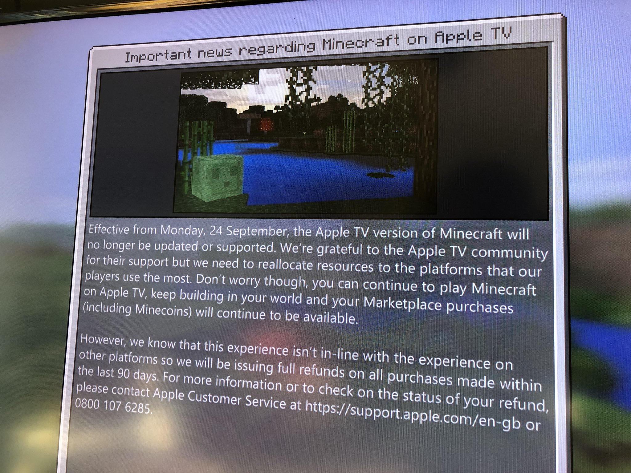 Anncio Minecraft لجهاز Apple TV